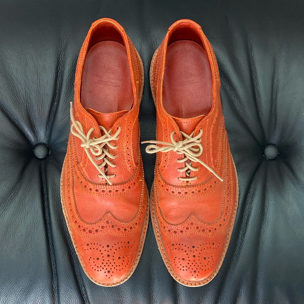 Allen Edmonds Orange Pebble Leather Wingtips Size 9D - Picture 5 of 7